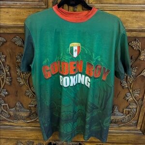 Green Golden Boy Boxing Mexico T-Shirt Jersey made in Los Angeles Size XL, EUC